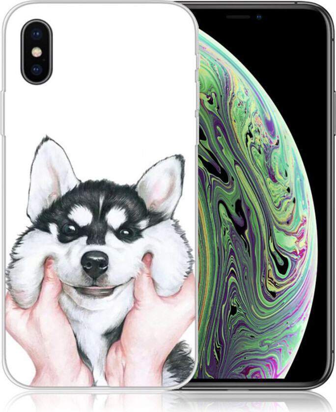 iPhone XS beskyttelses deksel av TPU med printet mønster - huskie