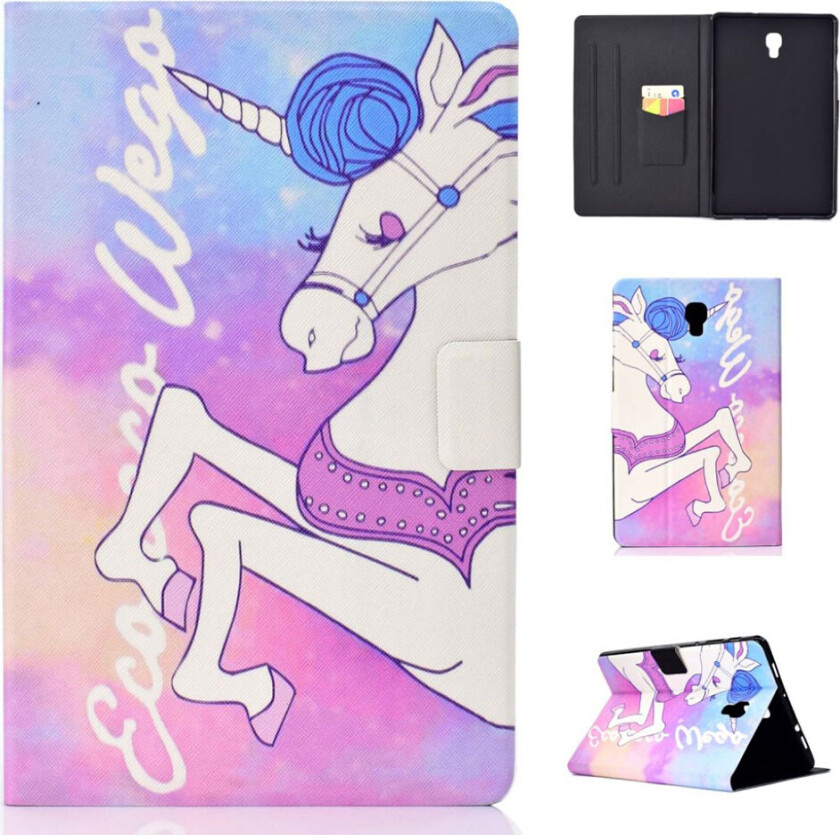 Galaxy Tab A 10.5 beskyttelses deksel av syntetisk skinn med printet mønster - enhjørning