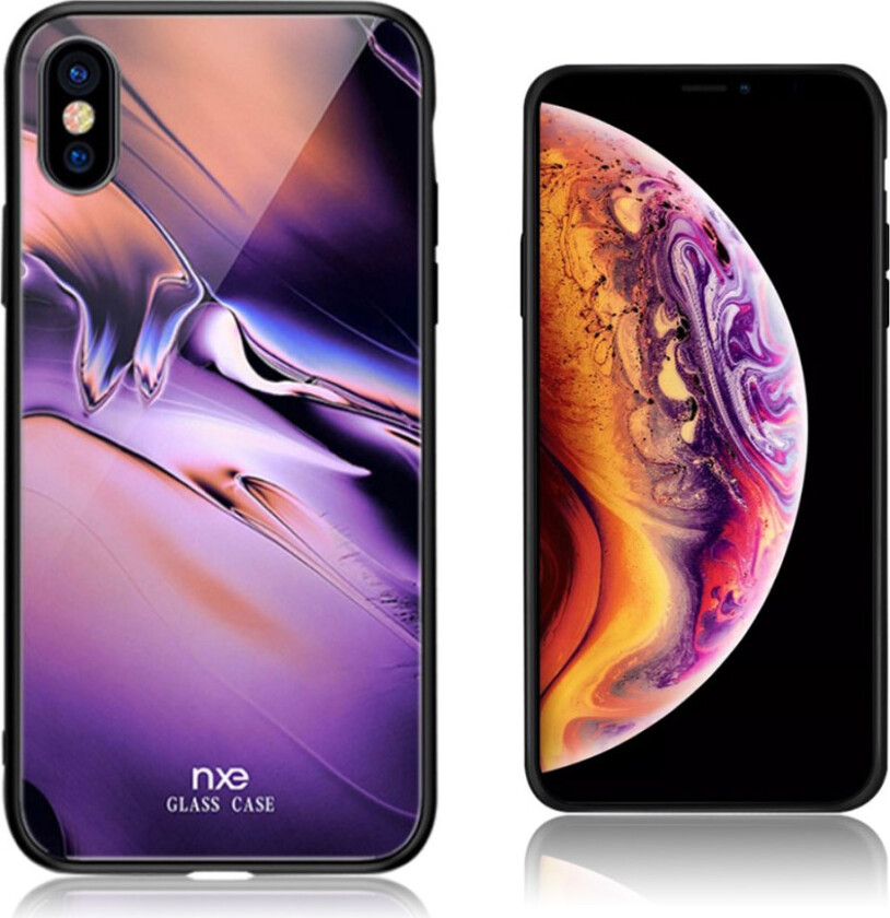 NXE iPhone Xs Max beskyttelses deksel av TPU og herdet glass med lys mønster - stil B