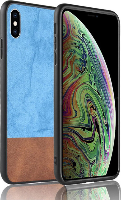 iPhone Xs Max beskyttelses deksel av hybrid materiale med 2 fargers design - blå
