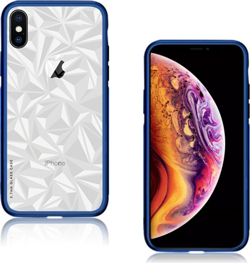 NXE iPhone Xs Max beskyttelses deksel av herdet glass og TPU - blå
