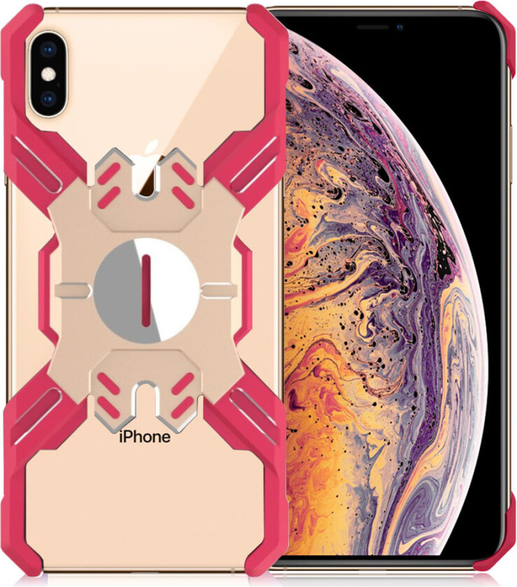 iPhone Xs Max beskyttelses deksel av metall med galvanisert overflate - gull og rød