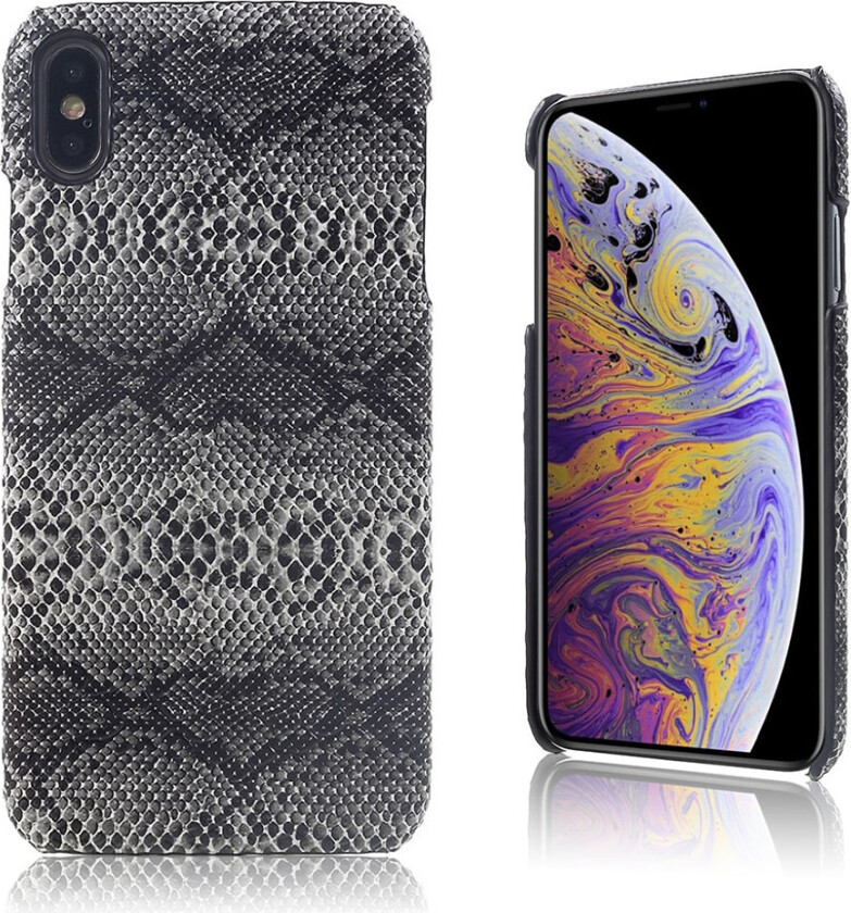 iPhone Xs Max beskyttelses deksel av plastikk dekt i syntetisk skinn - slange tekstur