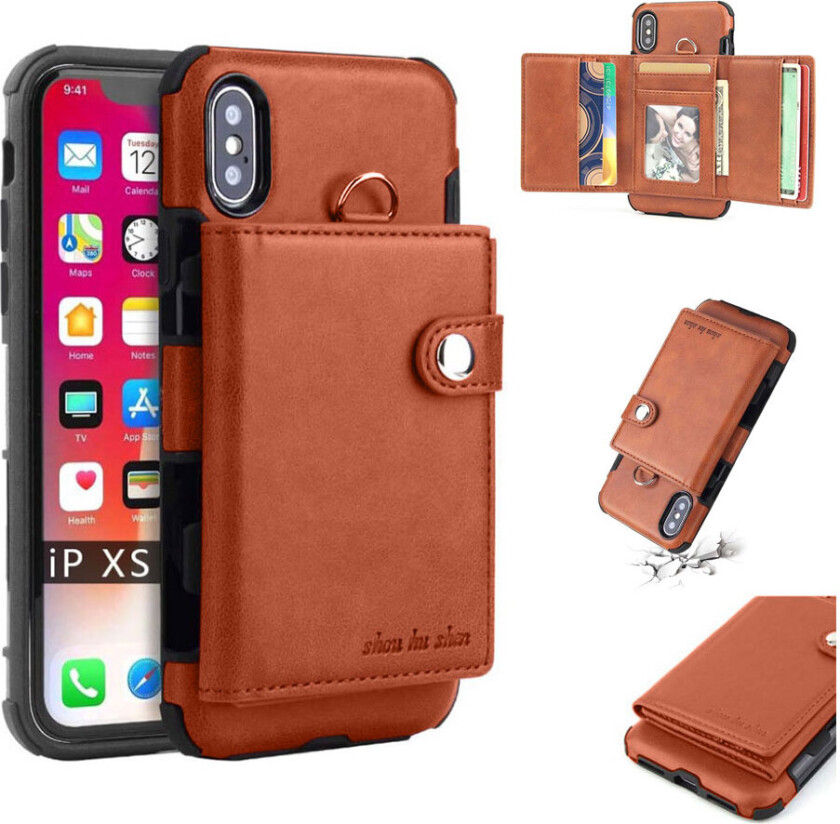 SHOUHUSHEN iPhone XS beskyttelses deksel av hybrid materiale - brun