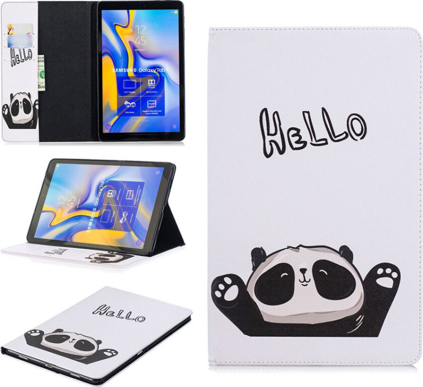 Galaxy Tab A 10.5 beskyttelses deksel av syntetisk skinn med printet mønster - hello panda