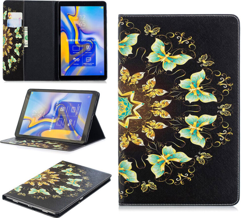Galaxy Tab A 10.5 beskyttelses deksel av syntetisk skinn med printet mønster - pene sommerfugler