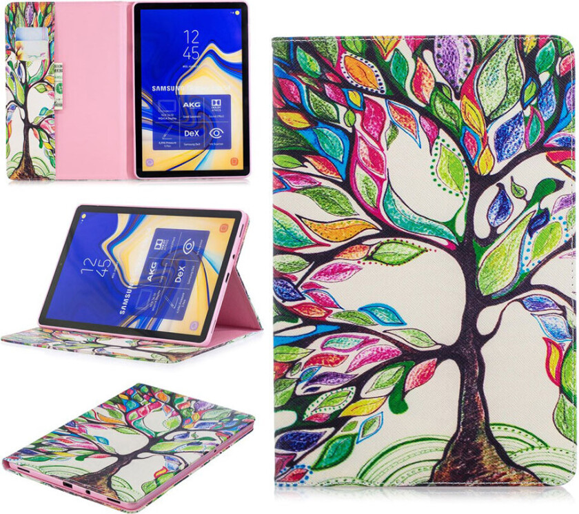 Galaxy Tab S4 beskyttelses deksel av syntetisk skinn med printet mønster - fargelagt tre