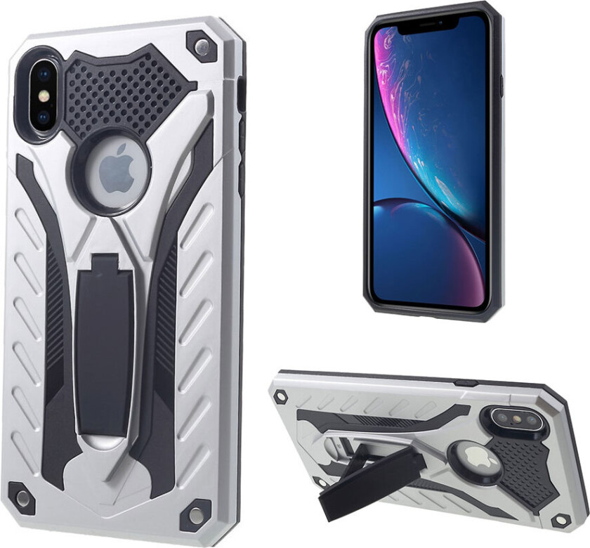 iPhone Xs Max beskyttelses deksel av plastikk og TPU - sølv