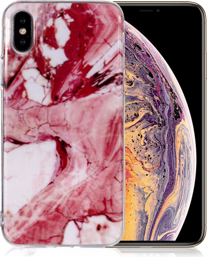 iPhone Xs Max beskyttelses deksel av TPU med IMD marmor printet mønster - stil G