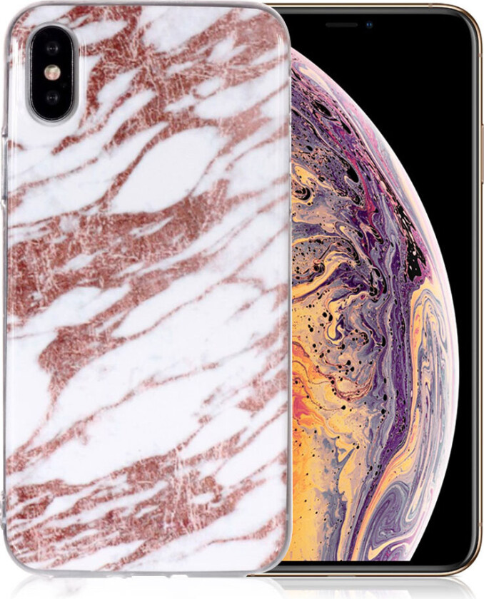 iPhone Xs Max beskyttelses deksel av TPU med IMD marmor printet mønster - stil J
