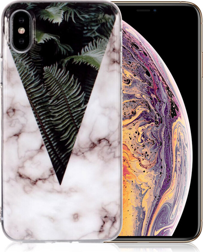 iPhone Xs Max beskyttelses deksel av TPU med IMD marmor printet mønster - stil L