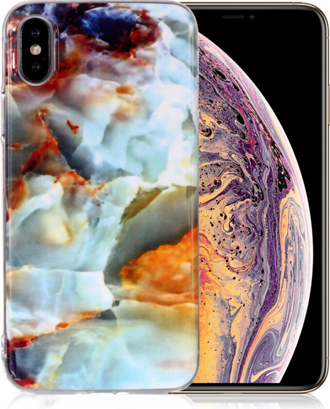 iPhone Xs Max beskyttelses deksel av TPU med IMD marmor printet mønster - stil N