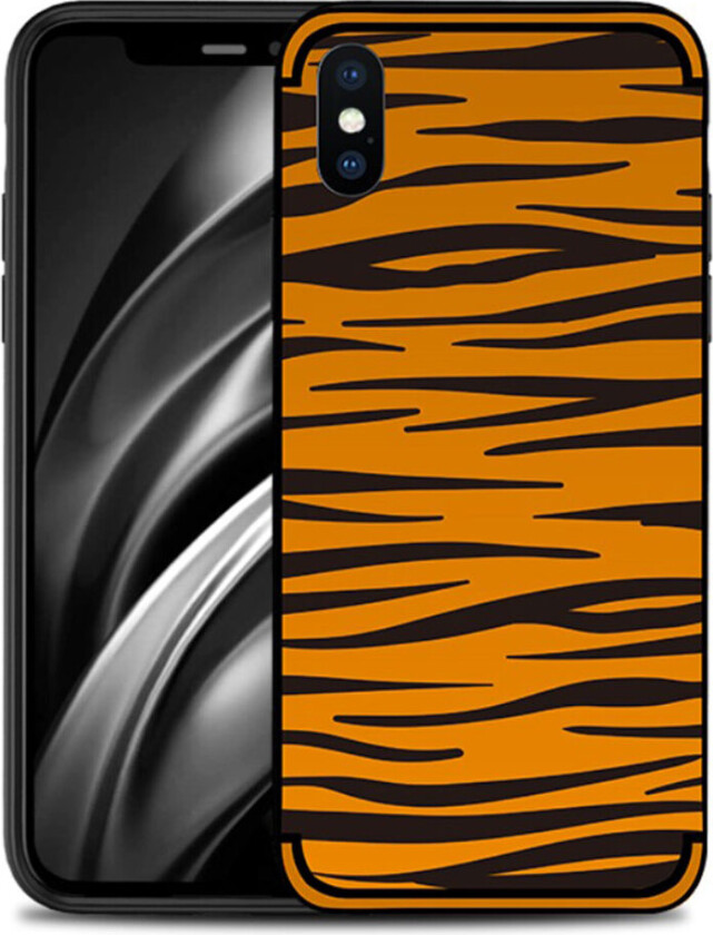 NXE iPhone Xs Max beskyttelses deksel av TPU med hevet printet mønster - brune sebra striper