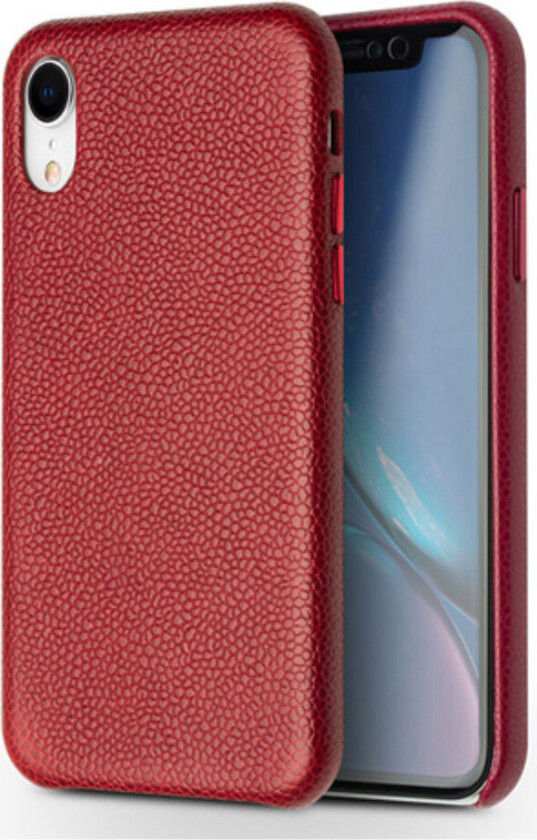 QIALINO iPhone Xr beskyttelses deksel av behandlet kuskinn og plastikk - rød