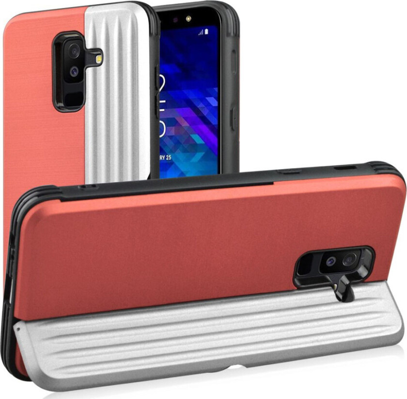 ANGIBABE Samsung Galaxy A6 Plus beskyttelses deksel av hybrid materiale - rosa og sølv