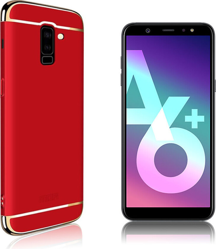 MOFI Samsung Galaxy A6 Plus beskyttelses deksel av plastikk med galvaniserte kanter - rød