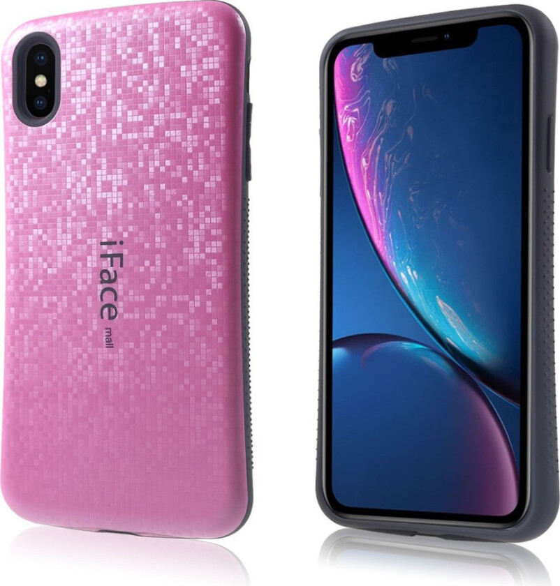 IFACE MALL iPhone Xs Max beskyttelses deksel av plastikk og TPU med mosaikk mønster - rose