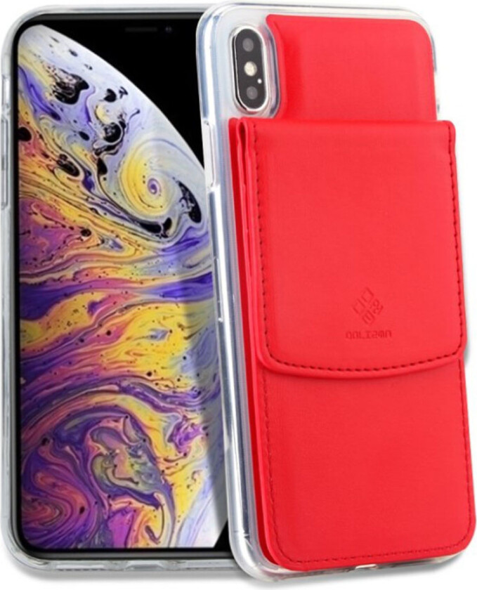 iPhone Xs Max beskyttelses deksel av TPU og syntetisk skinn - rød