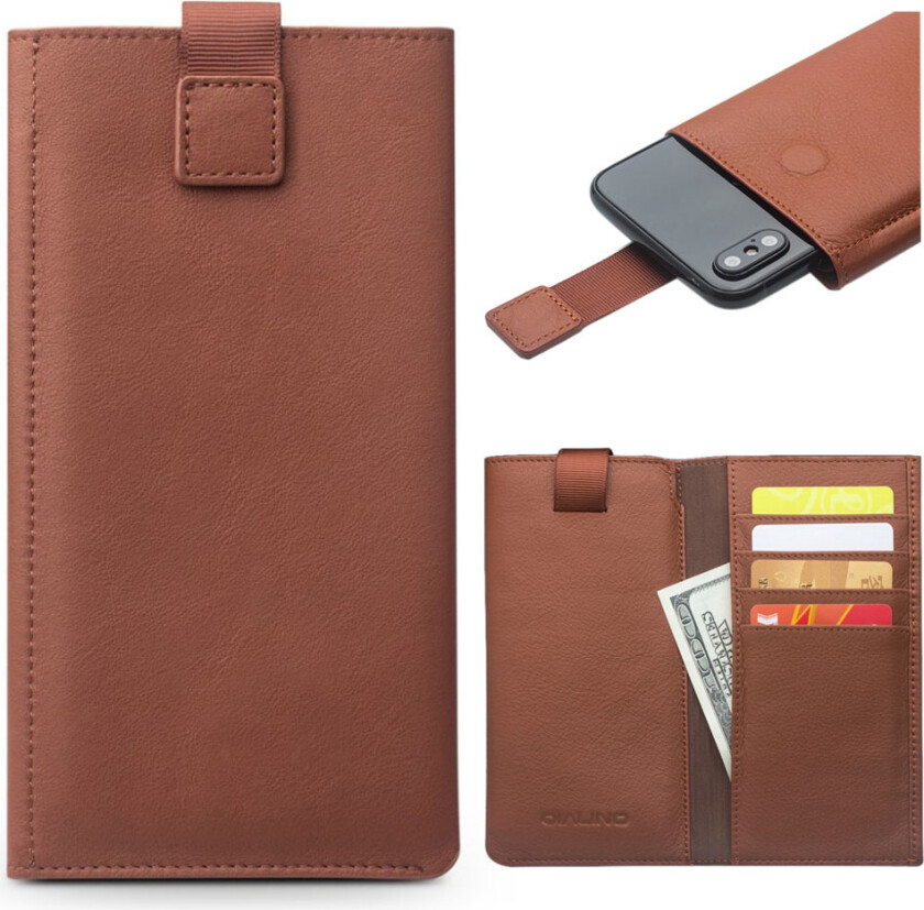 QIALINO iPhone Xs Max beskyttelses deksel av kuskinn - brun