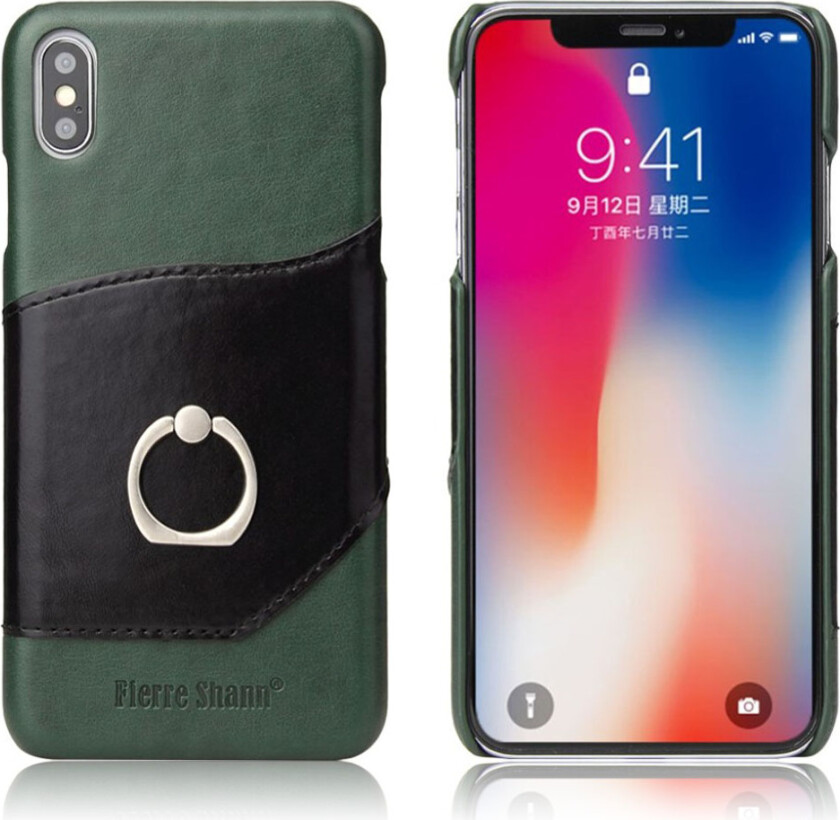 FIERRE SHANN iPhone Xs Max beskyttelses deksel av kuskinn og plastikk med vill hest tekstur - grønn
