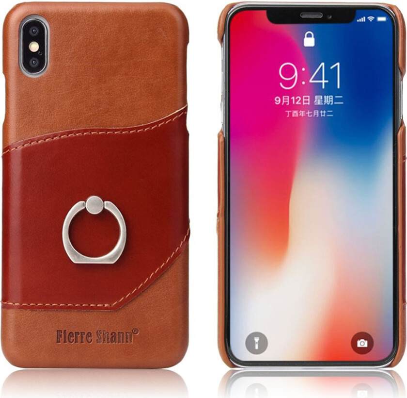 FIERRE SHANN iPhone Xs Max beskyttelses deksel av kuskinn og plastikk med vill hest tekstur - brun