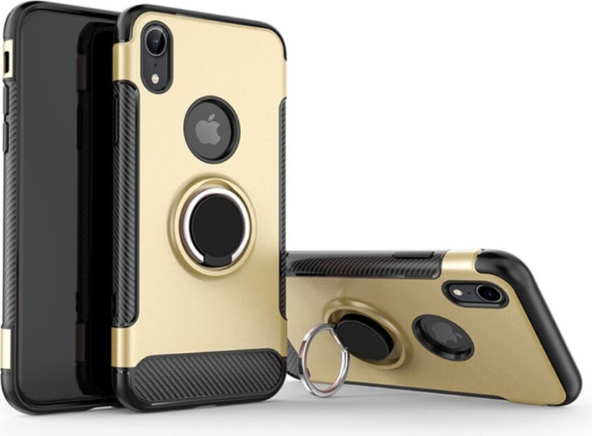 ANGIBABE iPhone Xr beskyttelses deksel av TPU og plastikk med karbon fiber tekstur - gull