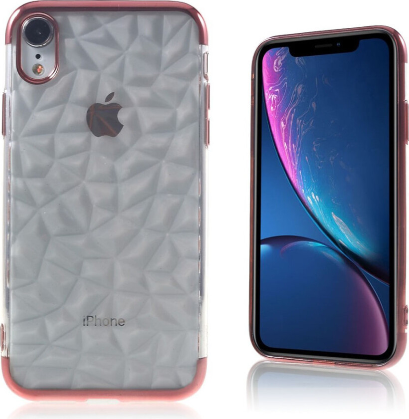 iPhone Xr beskyttelses deksel av TPU med 3D Diamant tekstur - rose gull
