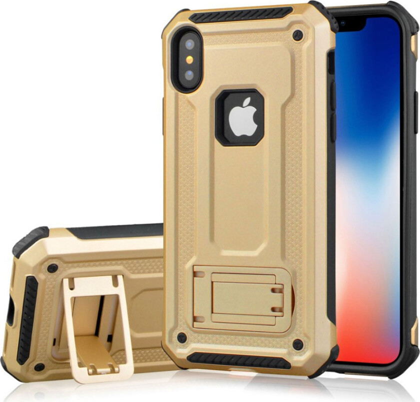 iPhone Xs Max beskyttelses deksel av plastikk og TPU - gull