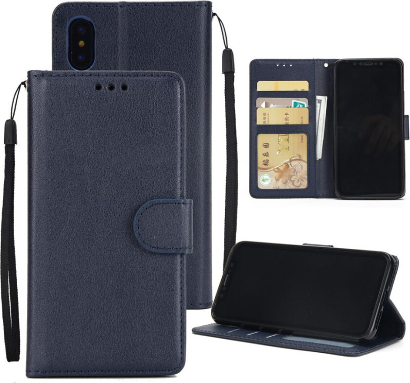 iPhone Xs Max beskyttelses deksel av syntetisk skinn - mørke blå