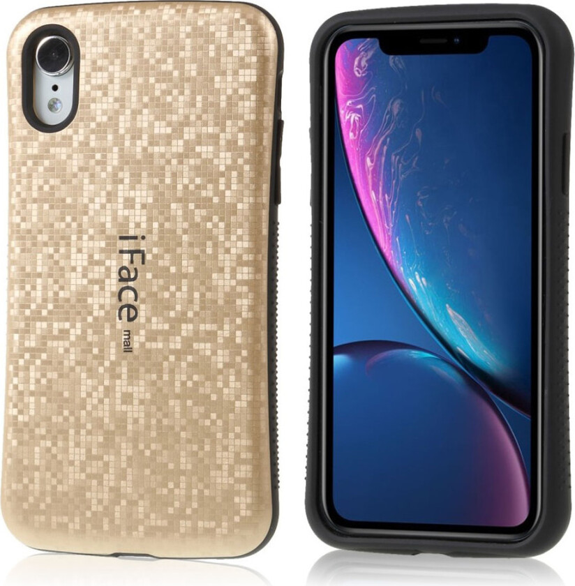 IFACE iPhone Xr beskyttelses deksel av hybrid materiale med mosaikk stil - gull