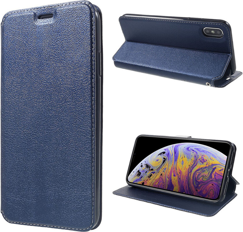 iPhone Xs Max beskyttelses deksel av syntetisk skinn - mørke blå