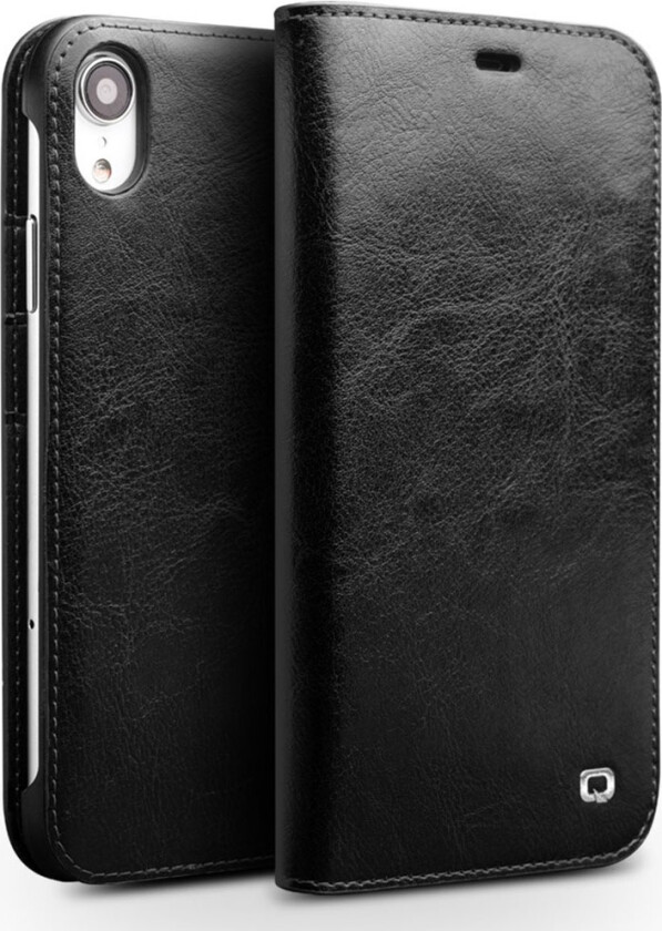 QIALINO iPhone Xr genuine cowhide leather flip case - Black
