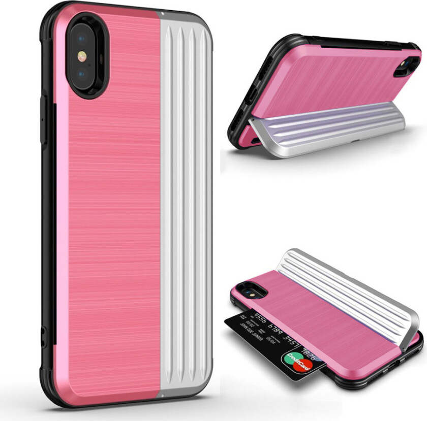 ANGIBABE iPhone Xs Max beskyttelses deksel av plastikk og TPU - rosa og sølv