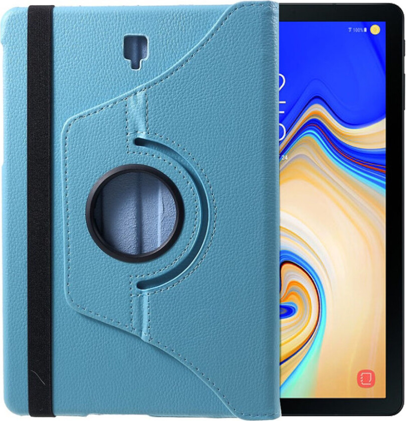 Galaxy Tab S4 beskyttelses deksel av syntetisk skinn med litchi tekstur - baby blå