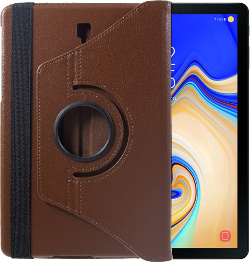 Galaxy Tab S4 beskyttelses deksel av syntetisk skinn med litchi tekstur - brun
