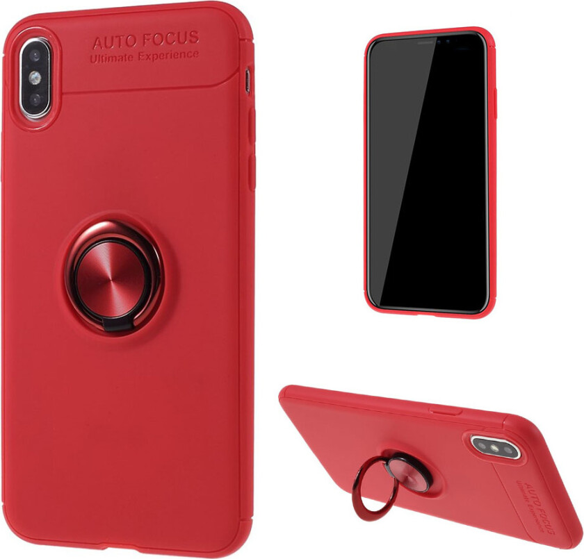 iPhone Xs Max beskyttelses deksel av TPU med finger ring - rød