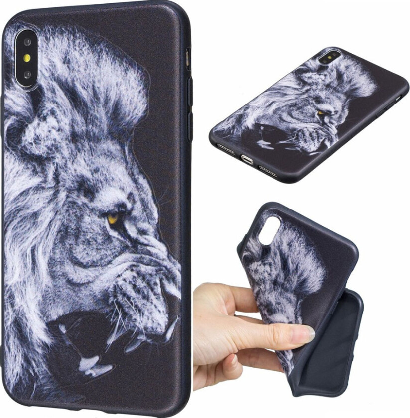 iPhone Xs Max beskyttelses deksel av TPU med hevet printet mønster - ulv