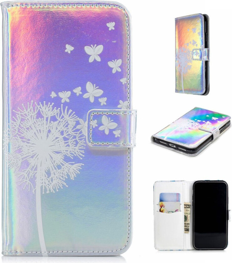 iPhone Xs Max beskyttelses deksel av syntetisk skinn med hevet laser print - løvetann