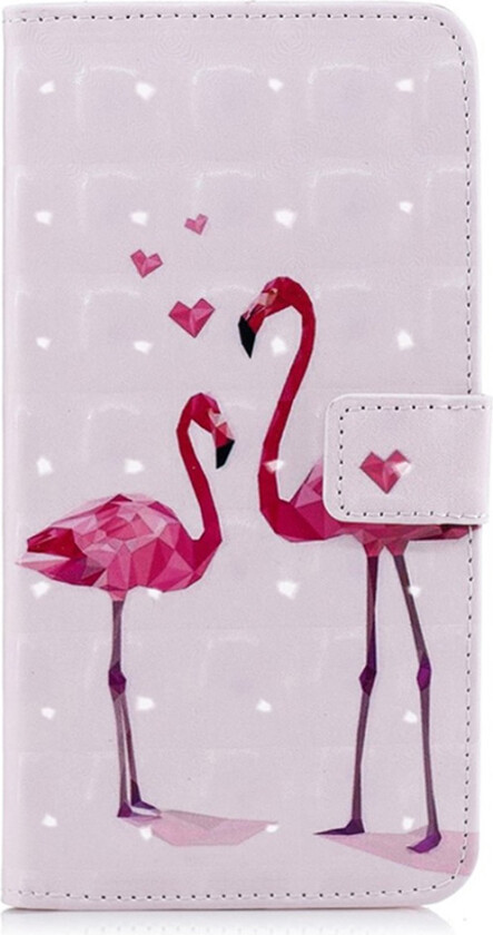 iPhone Xs Max beskyttelses deksel av syntetisk skinn med printet mønster og lyse flekker dekor - flamingo
