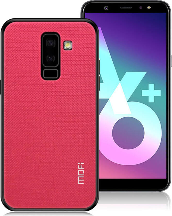 MOFI Samsung Galaxy A6 Plus beskyttelses deksel av hybrid materiale med tekstil tekstur - rose