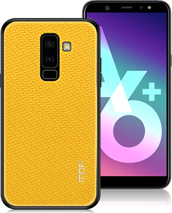 MOFI Samsung Galaxy A6 Plus beskyttelses deksel av hybrid materiale med flettet tekstur - gul