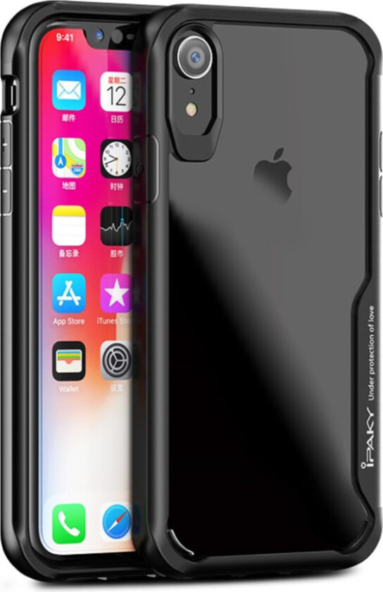 IPAKY iPhone Xr beskyttelses deksel av hybrid materiale - svart