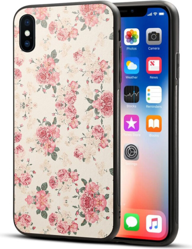 iPhone 9 Plus beskyttelses deksel av hybrid materiale med printet blomster mønster - pion