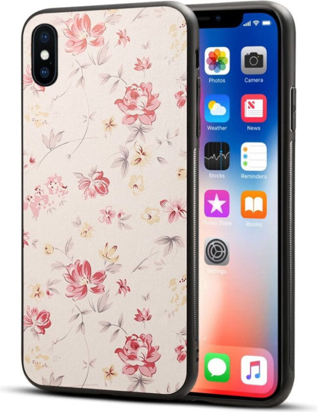 iPhone 9 Plus beskyttelses deksel av hybrid materiale med printet blomster mønster - pen blomst