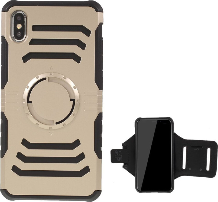 iPhone 9 Plus beskyttelses deksel av hybrid materiale og armbånd - gull