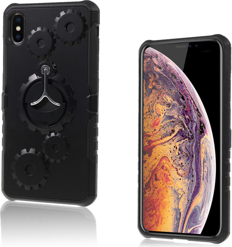 iPhone 9 Plus beskyttelses deksel av hybrid materiale med mekanisk stil - svart