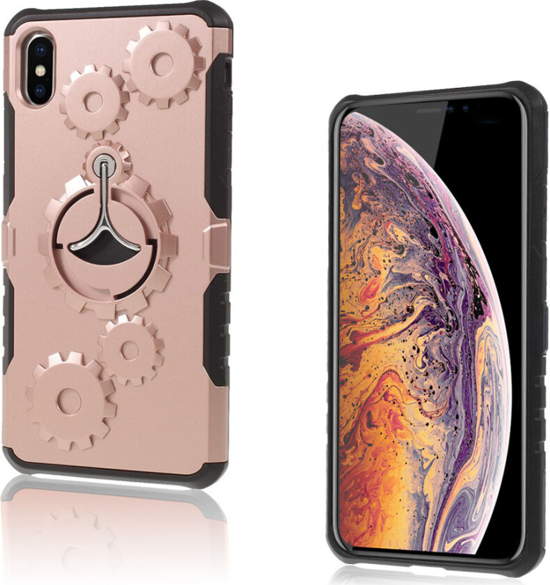 iPhone 9 Plus beskyttelses deksel av hybrid materiale med mekanisk stil - rose gull