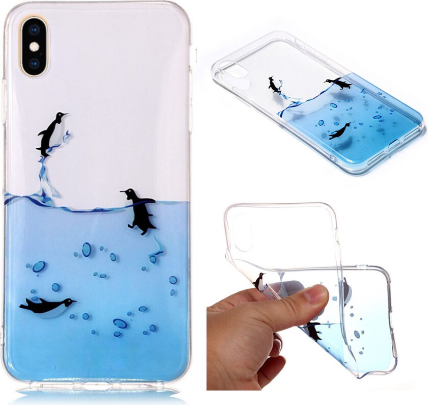 iPhone 9 Plus beskyttelses deksel av TPU med IMD Printet mønster som er selvlysende - svømmende pingvin