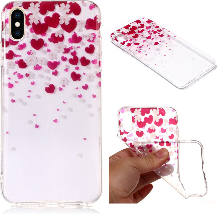 iPhone 9 Plus beskyttelses deksel av TPU med IMD Printet mønster som er selvlysende - hjerte og blomster