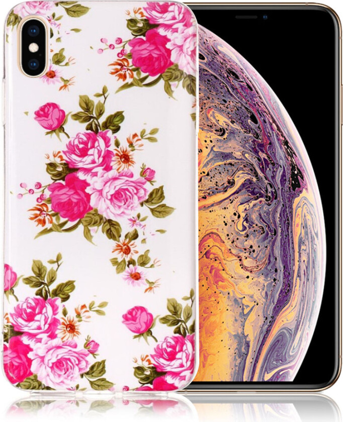iPhone 9 Plus beskyttelses deksel av TPU med IMD Printet mønster som er selvlysende - livlige blomster